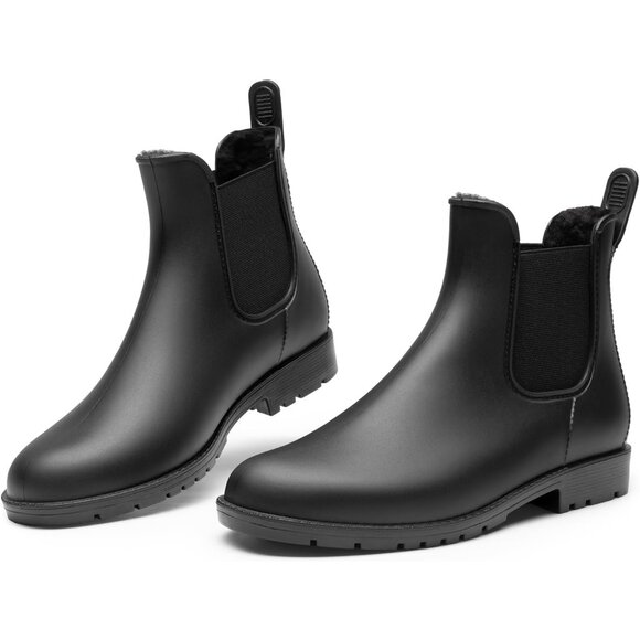 Trendy Black Ankle Rain Boots for Women - Easy Pull-On Waterproof Design - Picture 4 of 7